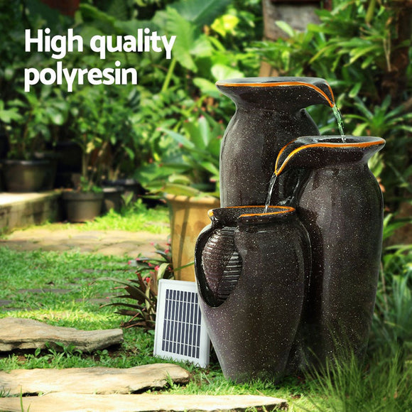 Gardeon Solar Fountain Water Fountain Feature Cascading Fountain LED Lights 76CM Grey - RnR Galore