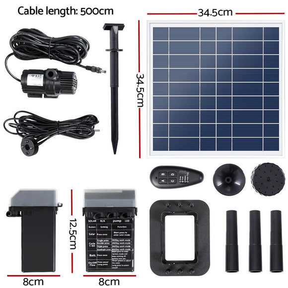 Gardeon Solar Pond Pump with Battery Kit LED Lights 9.8FT - RnR Galore