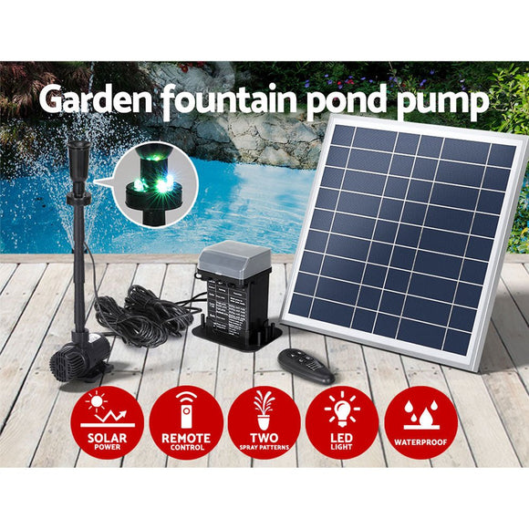 Gardeon Solar Pond Pump with Battery Kit LED Lights 9.8FT - RnR Galore