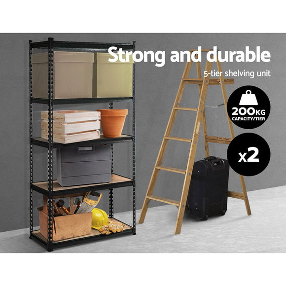 Giantz 2x1.8M Garage Shelving Warehouse Rack Pallet Racking Storage Shelve Black - RnR Galore