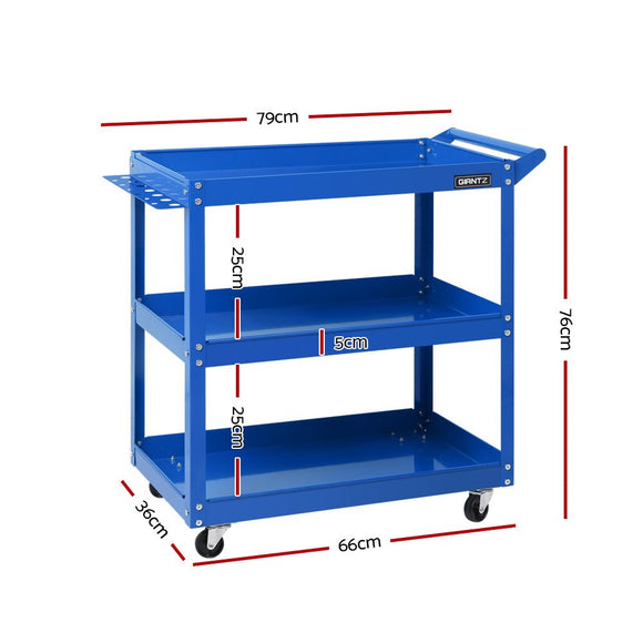 Giantz 3 - Tier Tool Cart Trolley Workshop Garage Storage Organizer Blue - RnR Galore