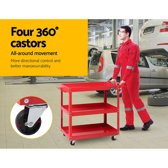 Giantz 3 - Tier Tool Cart Trolley Workshop Garage Storage Organizer Red - RnR Galore