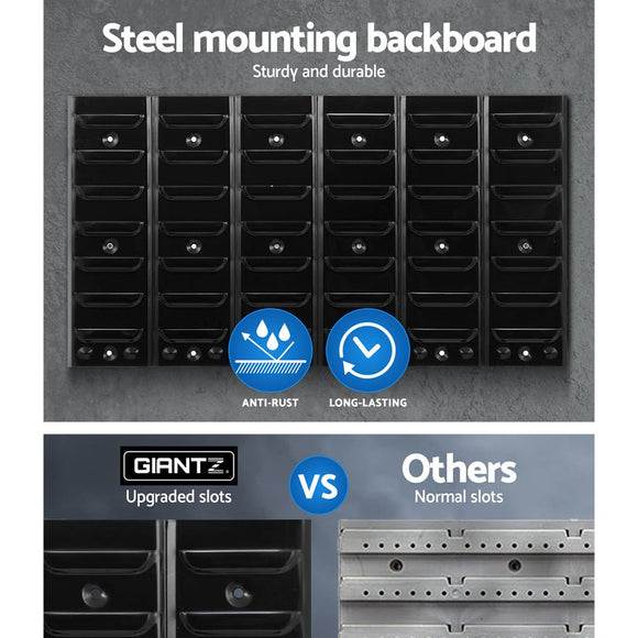 Giantz 48 Storage Bin Rack Wall Mounted Peg Board - RnR Galore