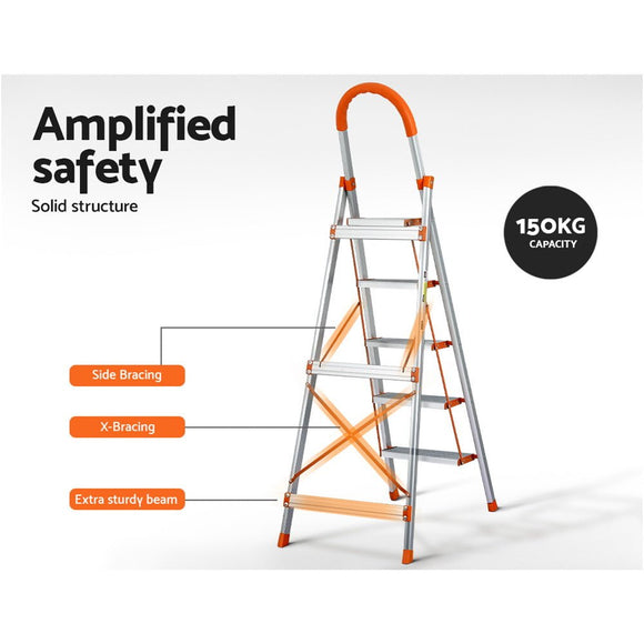 Giantz 5 Step Ladder Multi - Purpose Folding Aluminium Light Weight Non Slip Platform - RnR Galore