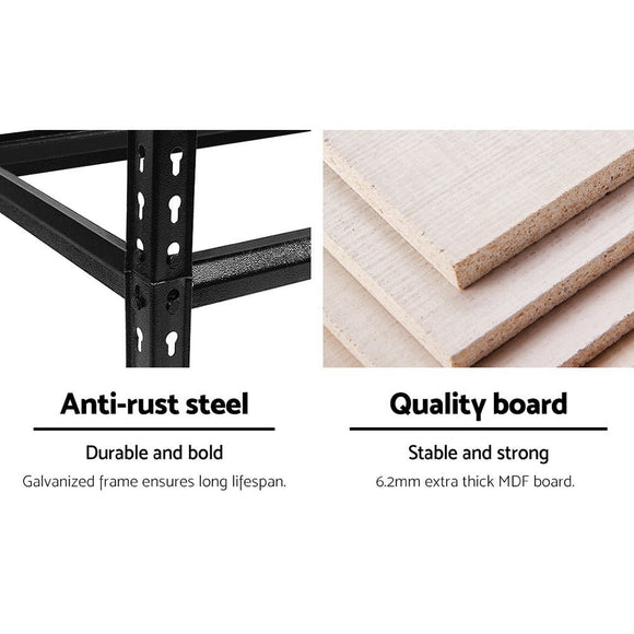 Giantz 5x1.8M Garage Shelving Warehouse Rack Pallet Racking Storage Shelve Black - RnR Galore