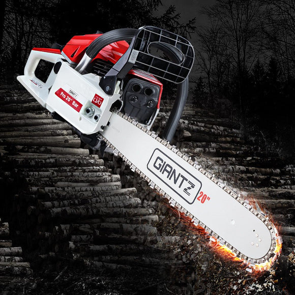 Giantz Chainsaw Petrol 52CC 20" Bar Commercial E - Start Pruning Chain Saw White,Giantz Chainsaw Petrol 52CC 20" Bar Commercial E - Start Pruning Chain Saw White - RnR Galore