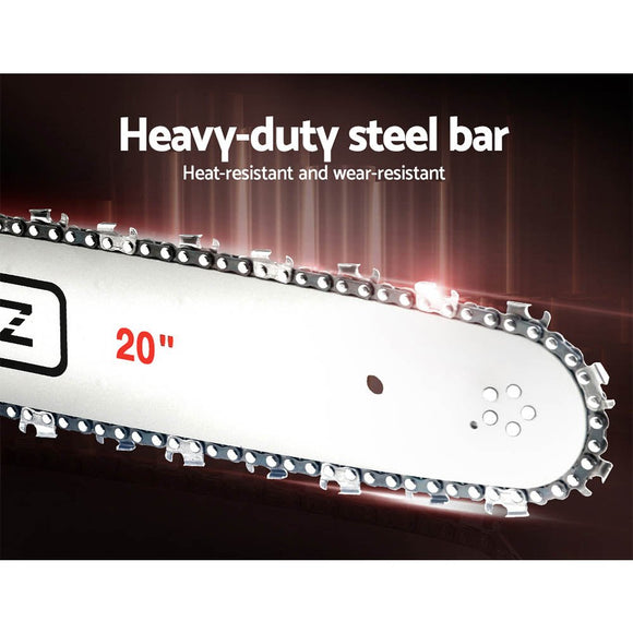 Giantz Chainsaw Petrol 62CC 20" Bar Commercial E - Start Pruning Chain Saw Spark Plug - RnR Galore