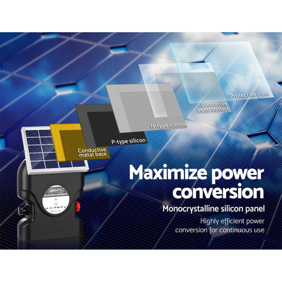 Giantz Fence Energiser 15KM Solar Powered 0.8J Electric - RnR Galore