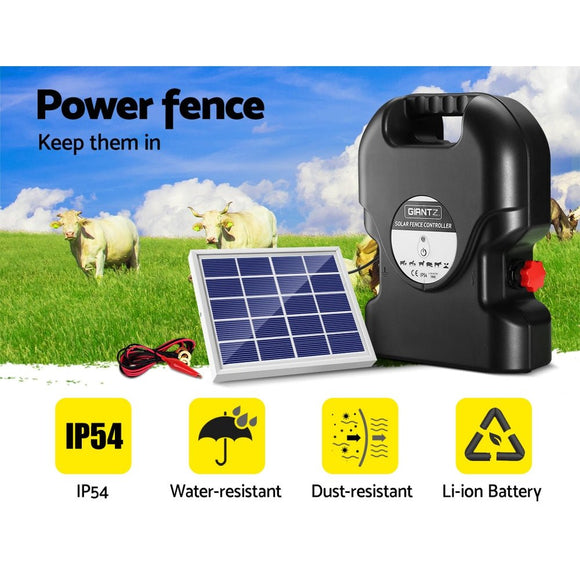 Giantz Fence Energiser 15KM Solar Powered 0.8J Electric - RnR Galore