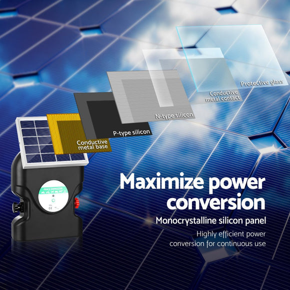 Giantz Fence Energiser 20KM Solar Powered 1.2J Electric - RnR Galore