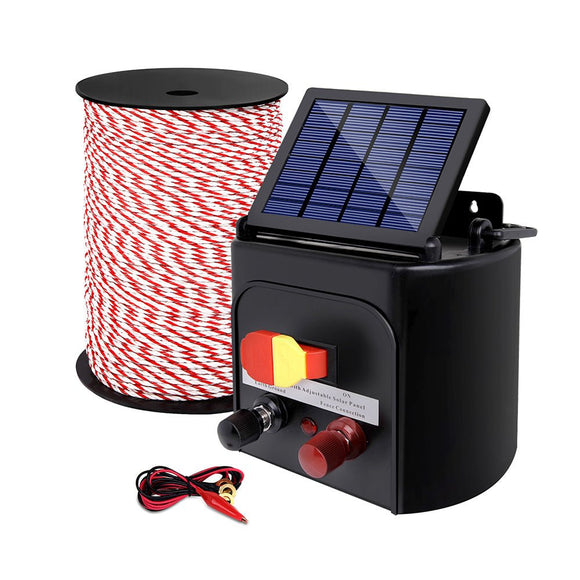 Giantz Fence Energiser 3KM Solar Powered Electric 500M Poly Rope - RnR Galore