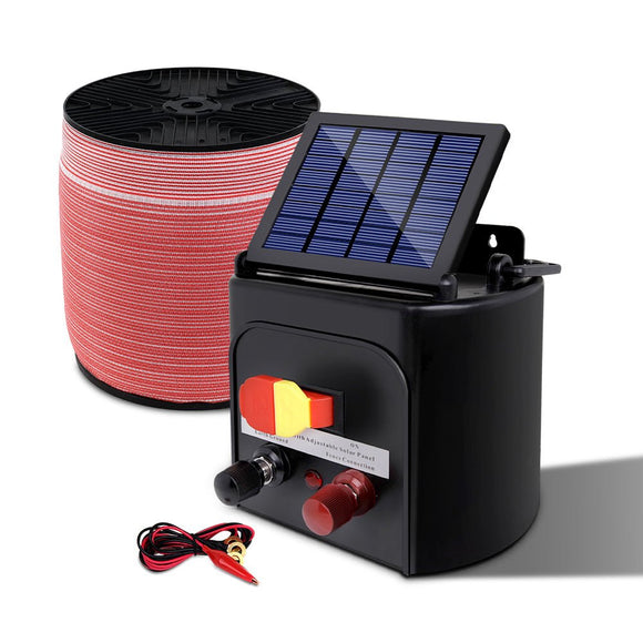 Giantz Fence Energiser 5KM Solar Powered Electric 1200M Poly Tape - RnR Galore