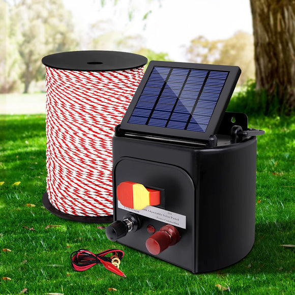 Giantz Fence Energiser 5KM Solar Powered Electric 500M Poly Rope - RnR Galore