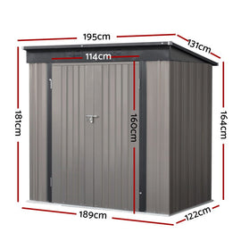 Giantz Garden Shed 1.95x1.31M Sheds Outdoor Storage Steel Workshop House Tool Double Door - RnR Galore