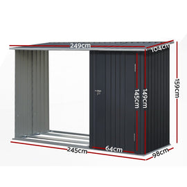 Giantz Garden Shed 2.49x1.04M Sheds Outdoor Tool Storage Workshop House Steel 2 in 1 - RnR Galore