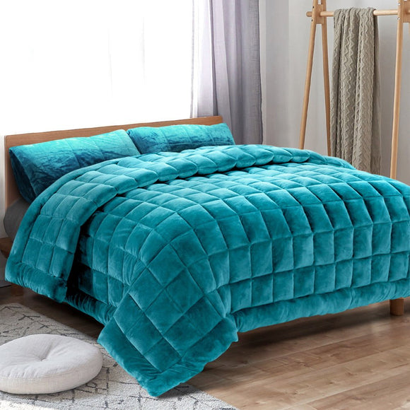 Giselle Bedding Faux Mink Quilt Blue Queen - RnR Galore