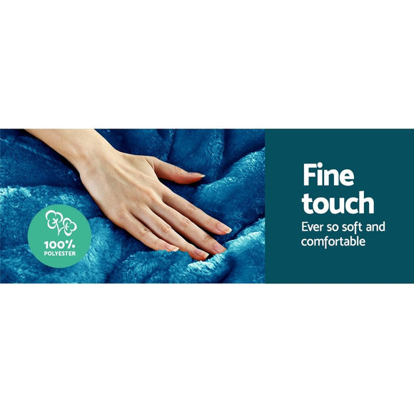 Giselle Bedding Faux Mink Quilt Blue Super King - RnR Galore