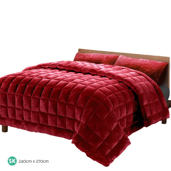 Giselle Bedding Faux Mink Quilt Burgundy Super King - RnR Galore