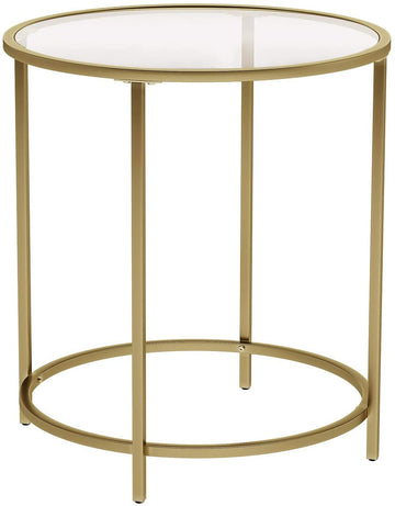 Gold Round Side Table with Golden Metal Frame Robust and Stable - RnR Galore