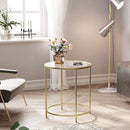 Gold Round Side Table with Golden Metal Frame Robust and Stable - RnR Galore