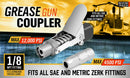 Grease Gun Coupler Quick Release & Lock 1/8‘’ NPT Rated 10,000 PSI Storage Case - RnR Galore