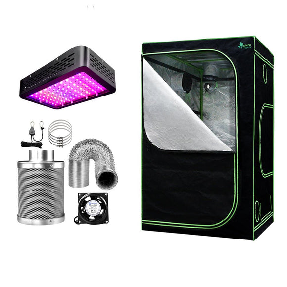 Green Fingers Grow Tent Light Kit 120x120x200CM 1000W LED 4" Vent Fan,Green Fingers Grow Tent Light Kit LED 1000W Full Spectrum 4" Vent 120x120x200CM - RnR Galore
