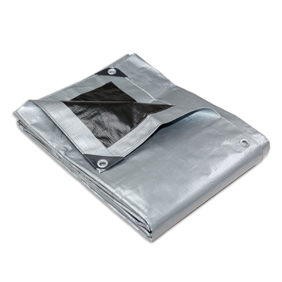 Heavy Duty Silver Black Tarp Tarpaulin 3.6x4.9m - RnR Galore