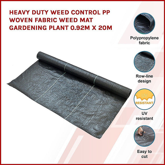 Heavy Duty Weed Control PP Woven Fabric Weed Mat Gardening Plant 0.92m x 20m - RnR Galore