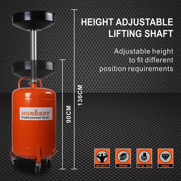 HORUSDY 80L Mobile Waste Oil Drainer Telescopic Workshop Fluid Collection Tank - RnR Galore