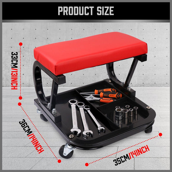 HORUSDY Rolling Creeper Seat Workshop Mechanic Stool Garage Repair Storage Tray - RnR Galore