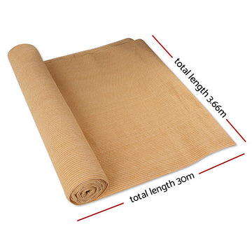 Instahut 90% Shade Cloth 3.66x30m Shadecloth Sail Heavy Duty Beige - RnR Galore