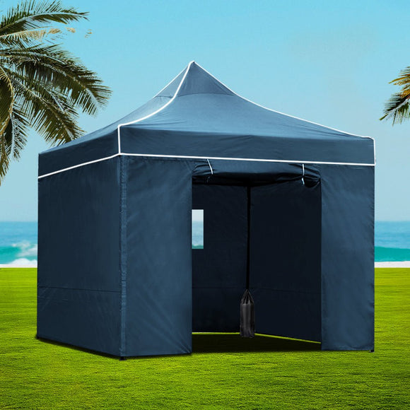 Instahut Gazebo 3x3 Pop Up Marquee Folding Wedding Tent Gazebos Camping Outdoor Shade Canopy Navy - RnR Galore