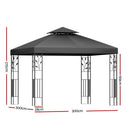 Instahut Gazebo 3x3m Marquee Outdoor Wedding Party Event Tent Home Iron Art Shade Grey - RnR Galore