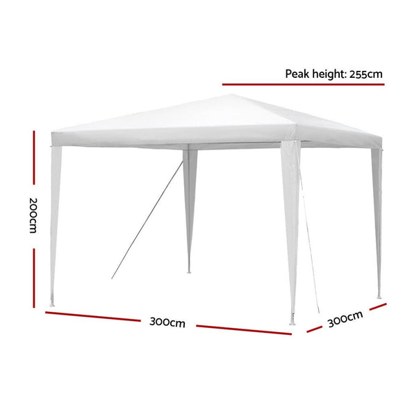 Instahut Gazebo 3x3m Wedding Party Marquee Tent Outdoor Event Camping Canopy Shade White - RnR Galore