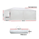 Instahut Gazebo 3x6m Marquee Wedding Party Tent Outdoor Camping Side Wall Canopy 6 Panel White - RnR Galore