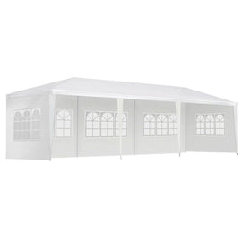 Instahut Gazebo 3x9m Marquee Wedding Party Tent Outdoor Camping Side Wall Canopy 5 Panel White - RnR Galore