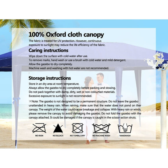 Instahut Gazebo 3x9m Marquee Wedding Party Tent Outdoor Camping Side Wall Canopy 8 Panel Blue - RnR Galore