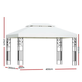 Instahut Gazebo 4x3m Marquee Outdoor Wedding Party Event Tent Home Iron Art Shade White - RnR Galore