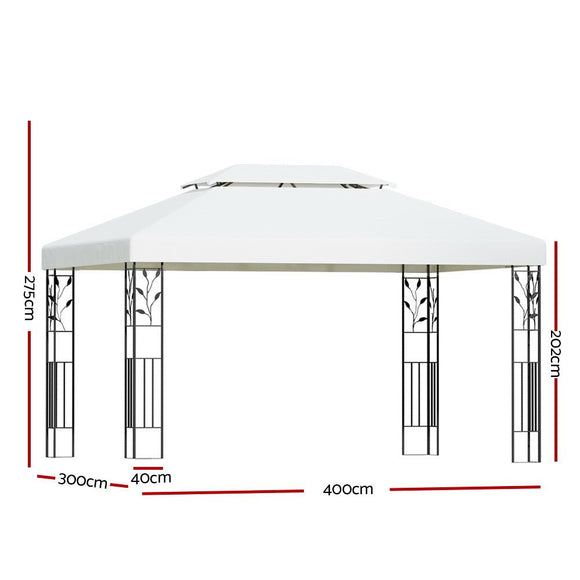 Instahut Gazebo 4x3m Marquee Outdoor Wedding Party Event Tent Home Iron Art Shade White - RnR Galore