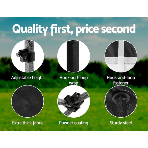 Instahut Gazebo Pop Up Marquee 3x3 Folding 500D Wedding Tent Base Pod Black - RnR Galore
