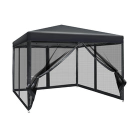 Instahut Gazebo Pop Up Marquee 3x3m Wedding Party Outdoor Camping Tent Canopy Shade Mesh Wall Black - RnR Galore