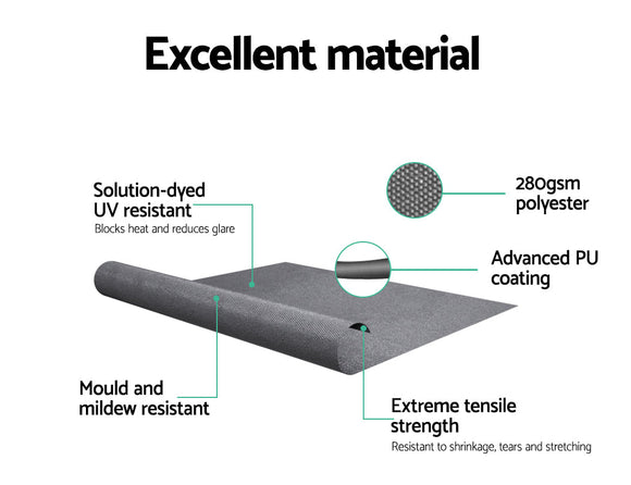 Instahut Retractable Fixed Pivot Arm Window Awning Outdoor Blinds 2.1X2.1M Grey - RnR Galore