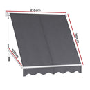 Instahut Retractable Fixed Pivot Arm Window Awning Outdoor Blinds 2.1X2.1M Grey - RnR Galore
