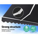 Instahut Retractable Folding Arm Awning Manual Sunshade 3Mx2.5M Grey - RnR Galore