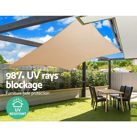 Instahut Shade Sail 2x4m Rectangle 280GSM 98% Sand Shade Cloth - RnR Galore