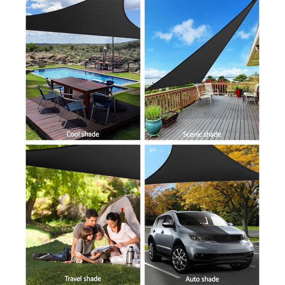 Instahut Shade Sail 5x5x5m Triangle 280GSM 98% Black Shade Cloth - RnR Galore
