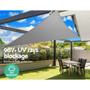 Instahut Shade Sail 6x6x6m Triangle 280GSM 98% Grey Shade Cloth - RnR Galore