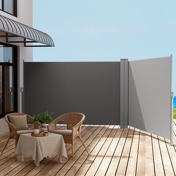 Instahut Side Awning Sun Shade Outdoor Retractable Privacy Screen 1.8X6M Grey - RnR Galore