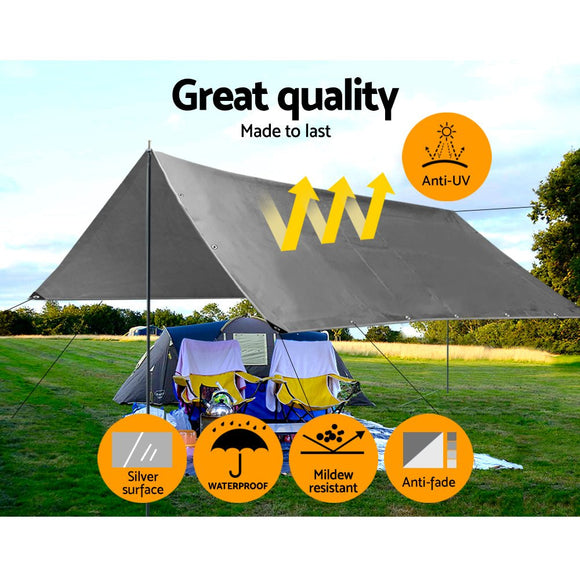 Instahut Tarp Tarpaulin 3.6x6m Canvas Camping Heavy Duty Sun Cover - RnR Galore