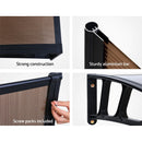 Instahut Window Door Awning Canopy 1.5mx3m Brown Sheet Black Plastic Frame - RnR Galore